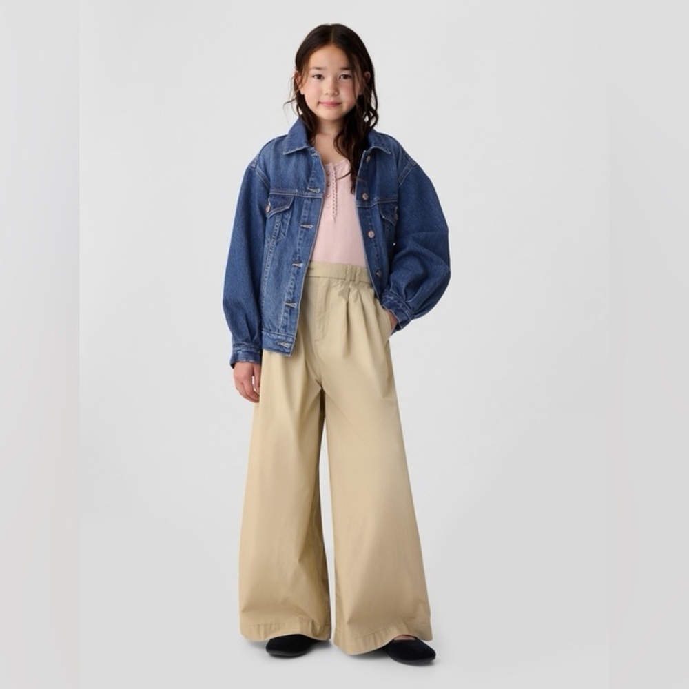 GAP X Doen high rise twill pleated wide-leg khaki pants, XL (12)